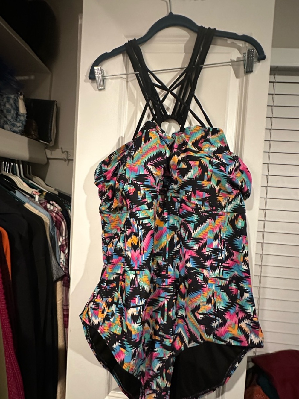 Swimsuits For All Black Multicolor Aztec One-Piece Swimsuit